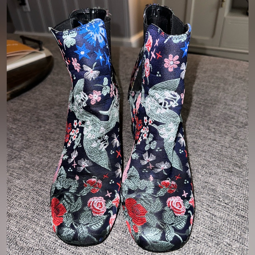 Navy Floral Embroidered Indigo Rd Booties